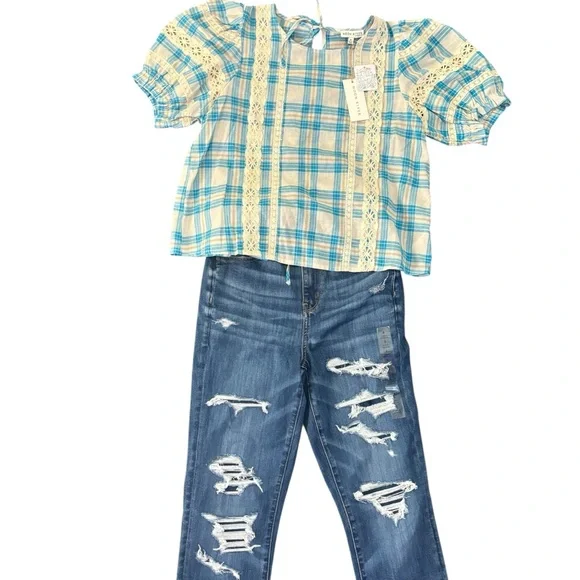 American Eagle Curvy Super Hi-rise Jegging stretch covered holes Dark Wash - Picture 9 of 10